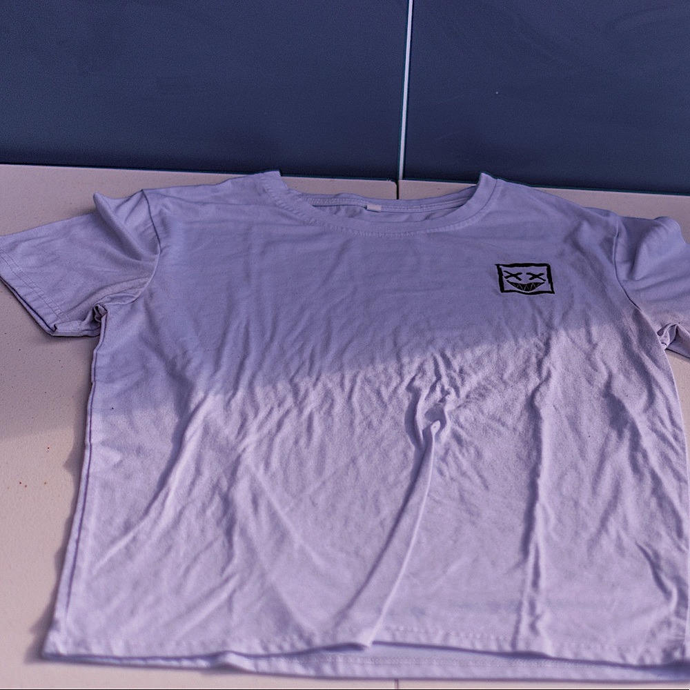 Small(size) white tee shirt with face design, from SHEIN